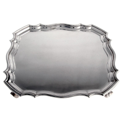 Square Shape Silver Salver with Chippendale Border