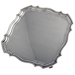 Square Shape Silver Salver with Chippendale Border