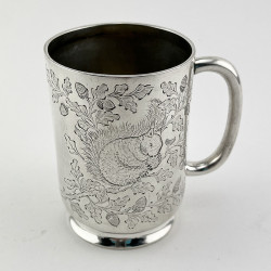 Victorian Sterling Silver Christening Mug Engraved with Squirrels (1889)