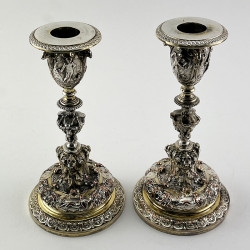 Pair of Elkington & Co Victorian Parcel Gilt Candlesticks (c.1885)