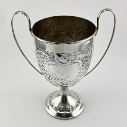 Large Embossed Sterling Silver Late Victorian Trophy Cup (1899)