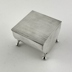 Square Sterling Silver Trinket Box with Engine Turned Patterned Hinged Lid