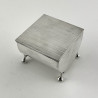 Square Sterling Silver Trinket Box with Engine Turned Patterned Hinged Lid