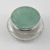 Smart Art Deco Style Green Guilloche Enamel Jar (1933)