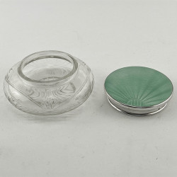 Smart Art Deco Style Green Guilloche Enamel Jar