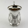 Good Quality Victorian Half Pint Embossed Sterling Silver Christening Mug