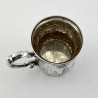 Good Quality Victorian Half Pint Embossed Sterling Silver Christening Mug