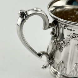 Good Quality Victorian Half Pint Embossed Sterling Silver Christening Mug