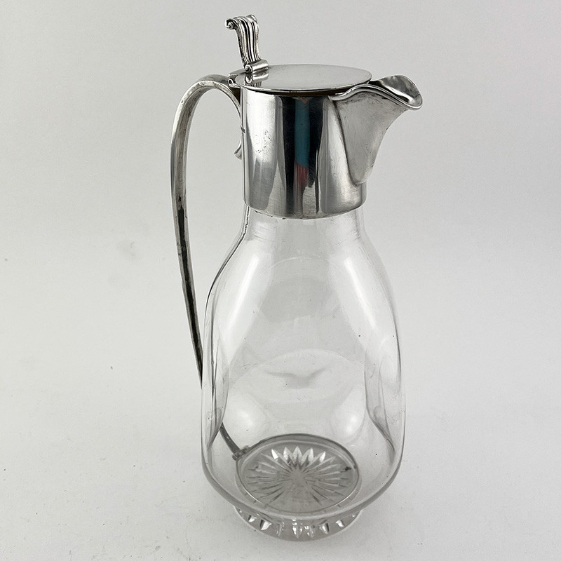 Stylish Plain Glass Victorian Silver Plated William Hutton Claret Jug Stylish Plain Glass Victorian Silver Plated William Hutton Claret Jug
