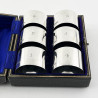 Six Plain Edwardian Sterling Silver Napkin Rings in Original Silk Lined Box