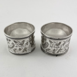 Boxed Pair of Sterling Silver Edwardian Napkin Rings