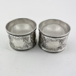Boxed Pair of Sterling Silver Edwardian Napkin Rings