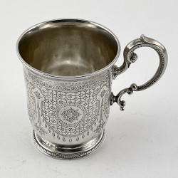 Victorian Engraved Sterling Silver Christening or Childs Mug (1868)