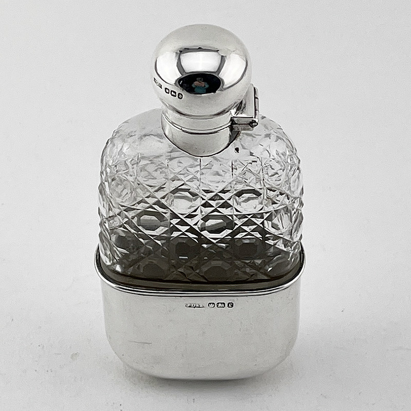 Victorian Sterling Silver and Cut Glass Hip Flask (1898) Victorian Sterling Silver and Cut Glass Hip Flask (1898)