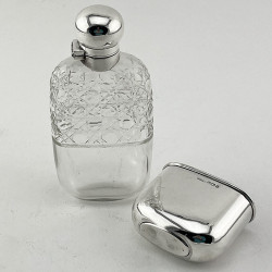 Victorian Sterling Silver and Cut Glass Hip Flask