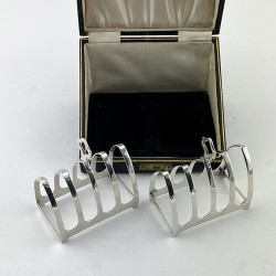 Boxed Pair of Stylish Sterling Silver Toast Racks