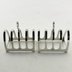 Boxed Pair of Stylish Sterling Silver Toast Racks