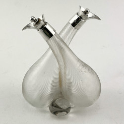 Stylish Double Silver Necked Edwardian Oil and Vinegar Bottle (1907)