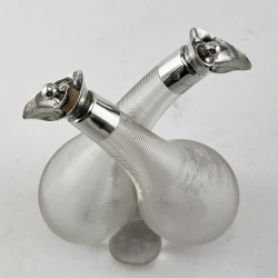 Stylish Double Silver Necked Edwardian Oil and Vinegar Bottle