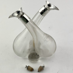 Stylish Double Silver Necked Edwardian Oil and Vinegar Bottle