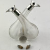 Stylish Double Silver Necked Edwardian Oil and Vinegar Bottle
