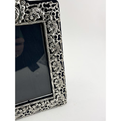 Large Decorative Sterling Silver Photo Frame with Bevelled Glass Window