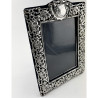 Large Decorative Sterling Silver Photo Frame with Bevelled Glass Window