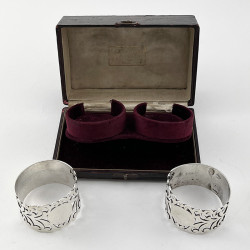 Boxed Pair of Good Quality Late Victorian Sterling Silver Napkin Rings