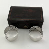 Boxed Pair of Good Quality Late Victorian Sterling Silver Napkin Rings