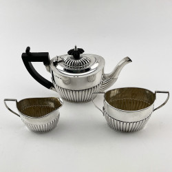 Queen Ann Style Victorian Sterling Silver Bachelor Three Piece Tea Set