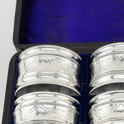 Charming Boxed Set of Six late Victorian Silver Plated Napkin Rings