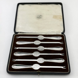 Boxed Set of Six Mappin & Webb Silver Plated Lobster or Crab Picks