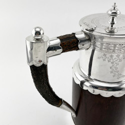 Victorian Oak and Silver Plated Antler Handle Beer or Water Jug