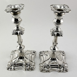 Exceptional pair of George II Style Garrard & Co Sterling Silver Candlesticks