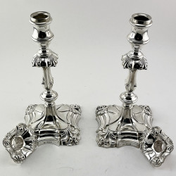 Exceptional pair of George II Style Garrard & Co Sterling Silver Candlesticks