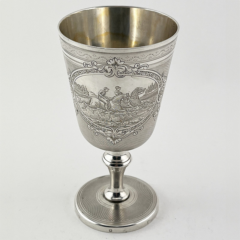 Superb Victorian Engraved Sterling Silver Goblet c 1875 Superb Victorian Engraved Sterling Silver Goblet c 1875