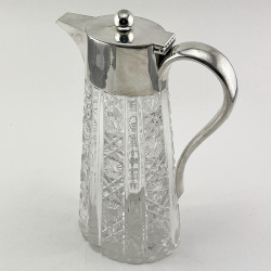 Good Quality Late Victorian Silver Plated Cut Glass Claret Jug (c.1890)