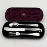 Elegant Plain Victorian Sterling Silver Boxed Three Piece Christening Set