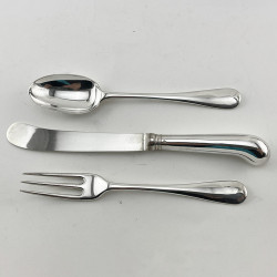 Elegant Plain Victorian Sterling Silver Boxed Three Piece Christening Set