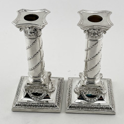 Decorative Pair of Victorian Silver Plated Candlesticks (c.1890)