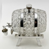 Impressive Large Edwardian Silver Plated and Cut Glass Whiskey or Spirit Barrel