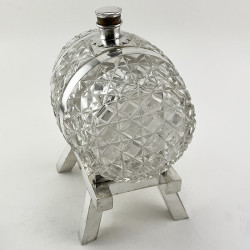 Impressive Large Edwardian Silver Plated and Cut Glass Whiskey or Spirit Barrel