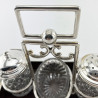 Unusual Victorian Oak and Silver Plated Three Piece Cruet Set