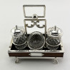 Unusual Victorian Oak and Silver Plated Three Piece Cruet Set (c.1895)