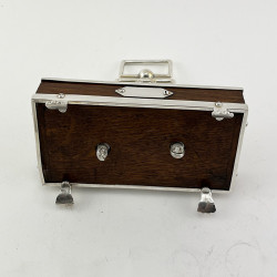 Unusual Victorian Oak and Silver Plated Three Piece Cruet Set
