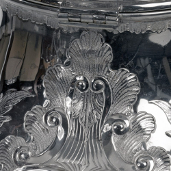 Ornate Victorian Silver Plate Tea Kettle with Original Decorative Burner