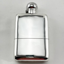 Handsome Good Quality Large Edwardian Sterling Silver Hip Flask (1904)