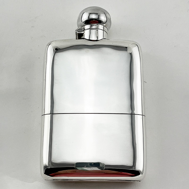 Handsome Good Quality Large Edwardian Sterling Silver Hip Flask (1904) Handsome Good Quality Large Edwardian Sterling Silver Hip Flask (1904)