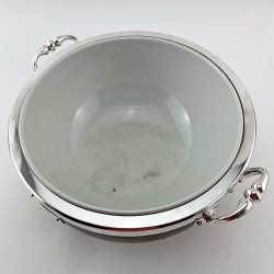 Smart Edwardian Oak and Silver Plated Trophy or Fruit Bowl