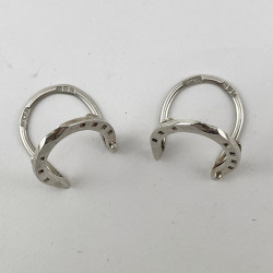 Pair of Victorian Sterling Silver Horse Shoe Menu Holders
